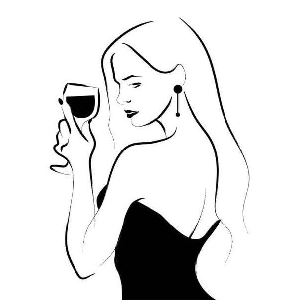 Девушка с бокалом рисунок