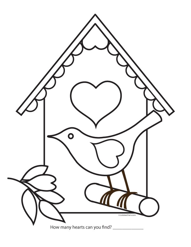 Домик для птиц раскраска