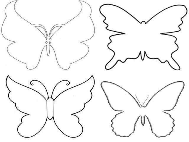 Контуры бабочек для декора
