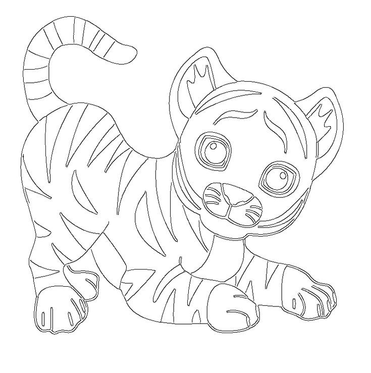 Тигренок трафарет для рисования