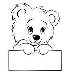 Выглядывающий мишка на окно трафарет