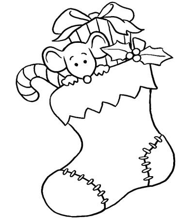 Новогодний носок раскраска