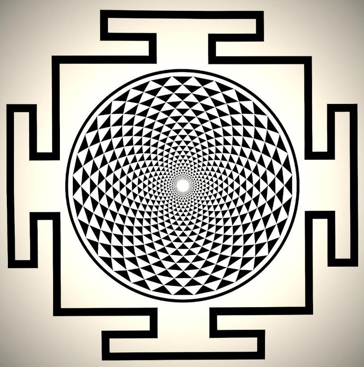 Шри Янтра черно белая