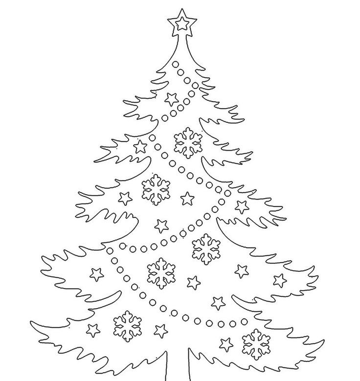 Трафарет на окно новый год елка