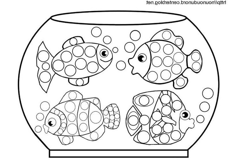 Раскраска аквариум с рыбками
