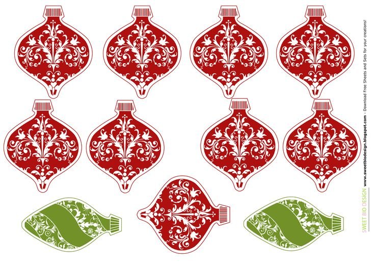 Елочные игрушки для вырезания цветные