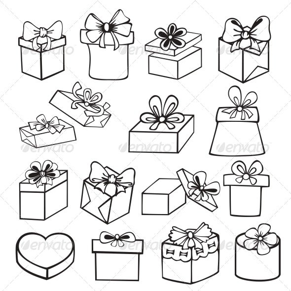 Коробки с подарками раскраска