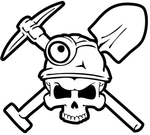 Череп в шахтерской каске