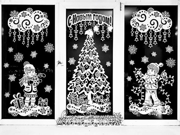Оконные украшения к новому году