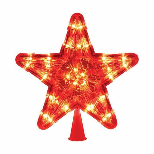 Верхушка Vegas на елку звезда красная 10 кр led зел провод 3м 15*15см 220v55097