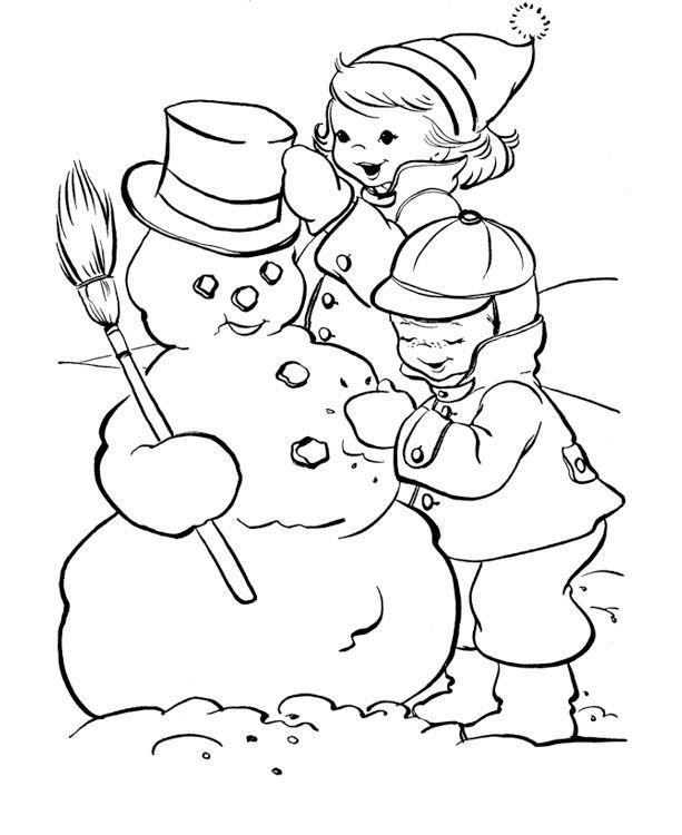 Снеговик раскраска для детей