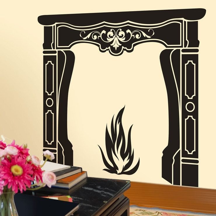 Нарисованный камин в интерьере