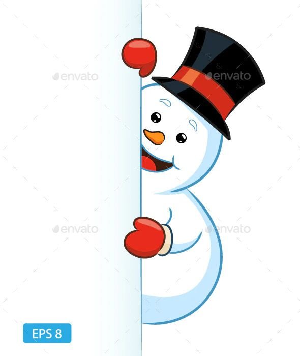 Выглядывающий Снеговик на дверь