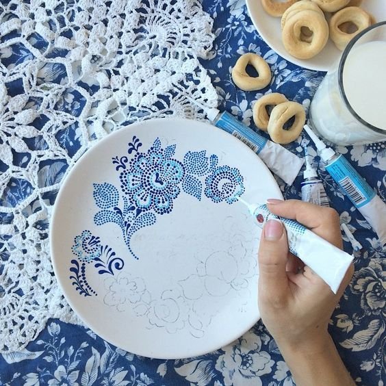 Роспись стеклянных тарелок