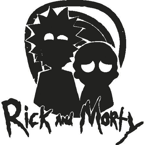 Стикеры Рик и Морти чб