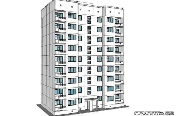 Эскиз многоэтажного дома