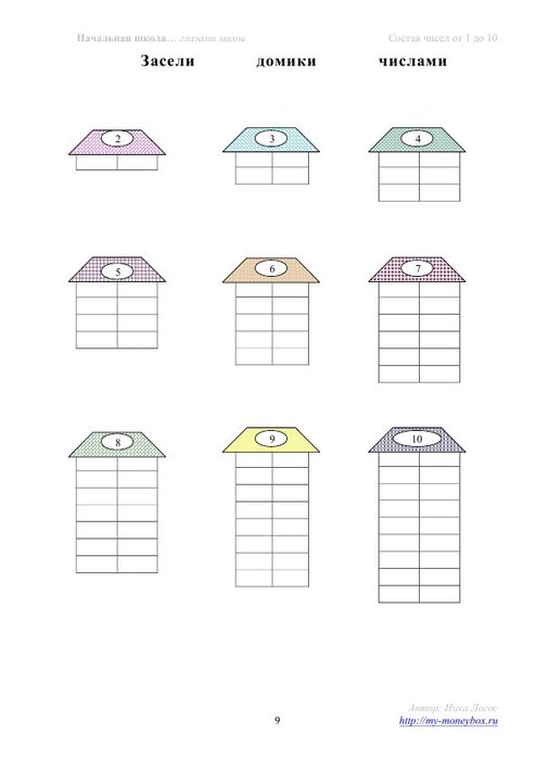 Пустые домики числовой состав чисел