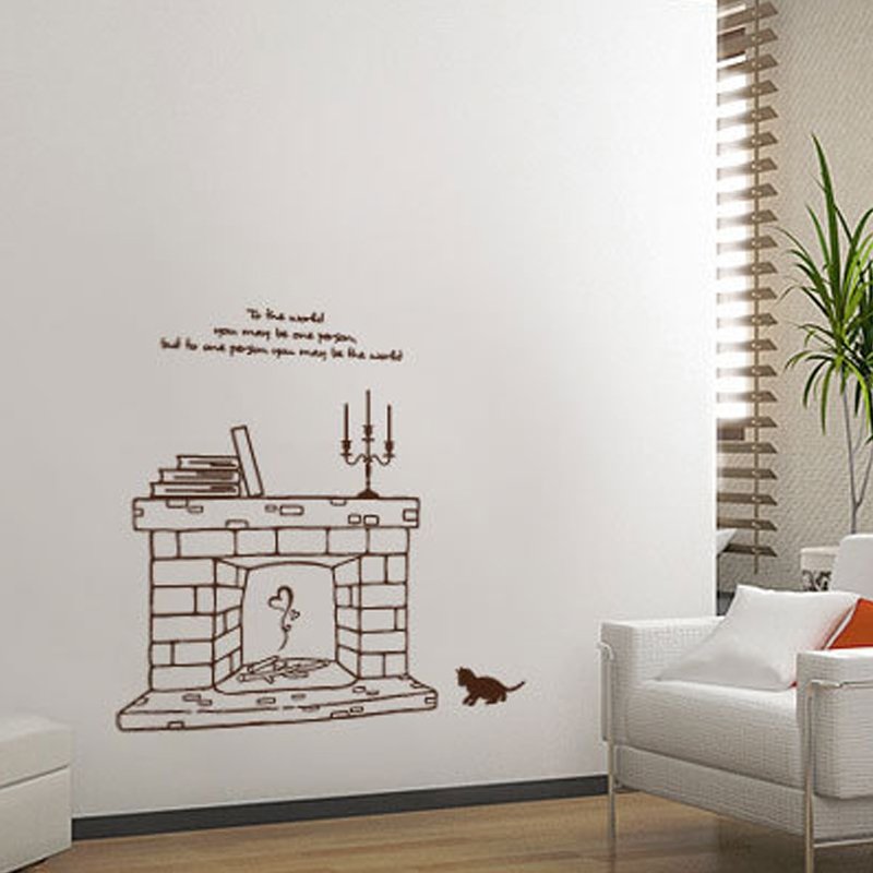 Наклейка интерьерная камин