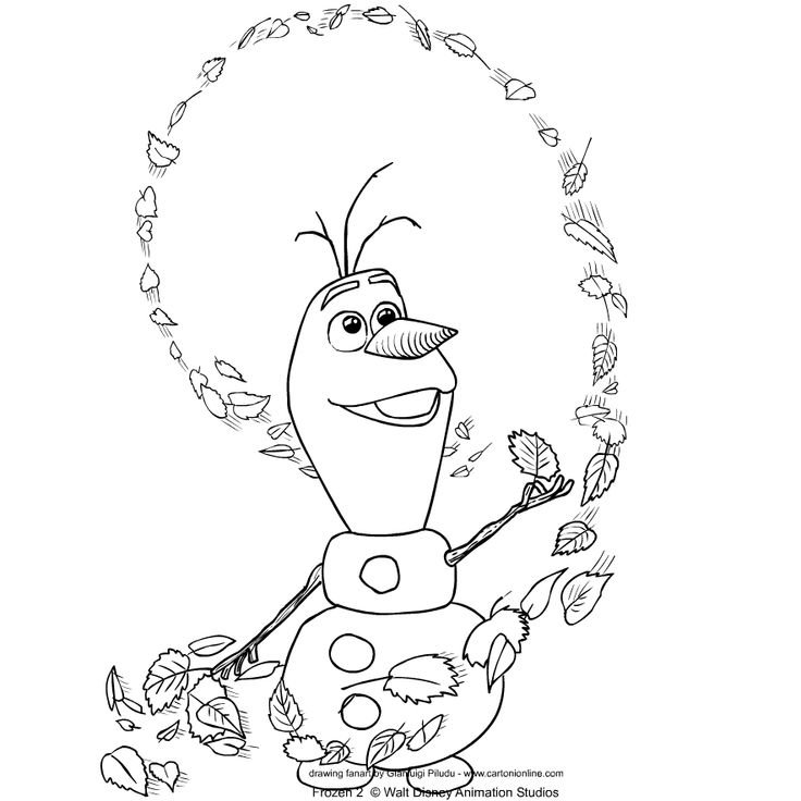 Раскраска Снеговик Олаф и Эльза
