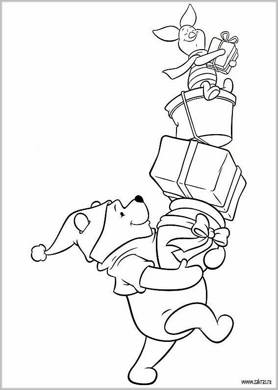 Винни пух новый год раскраска