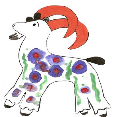 Козлик Дымковская игрушка контур