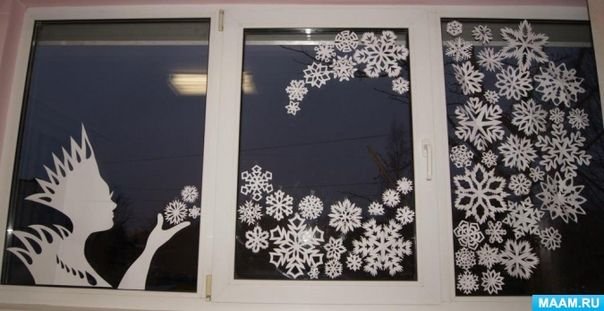 Сюжетные украшения на окна школы