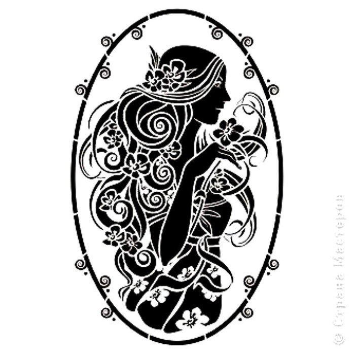 Шаблон для выжигания девушка
