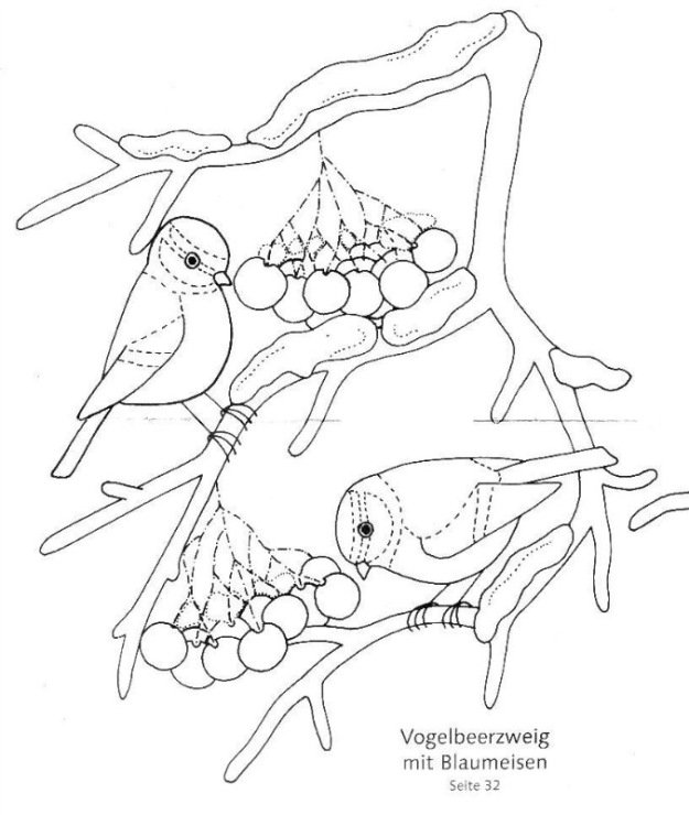 Снегирь на ветке рябины раскраска для детей