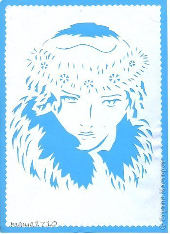 Снежная Королева трафарет для вырезания из бумаги