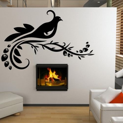 камин на стене