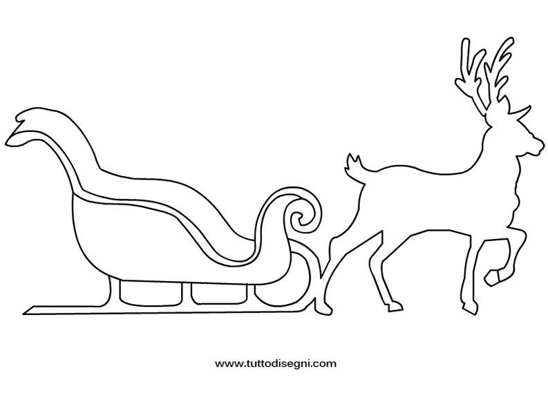 Сани с оленями трафарет