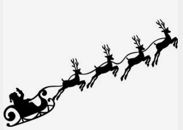 Новогодние трафареты олени в упряжке