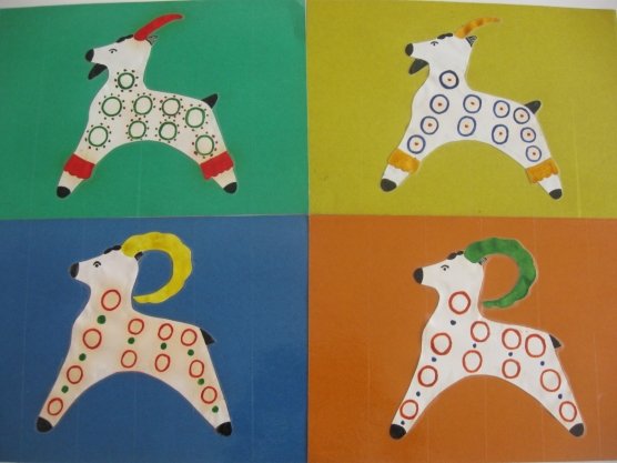 Дымковский козлик рисование