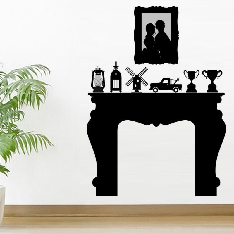 Наклейка интерьерная камин