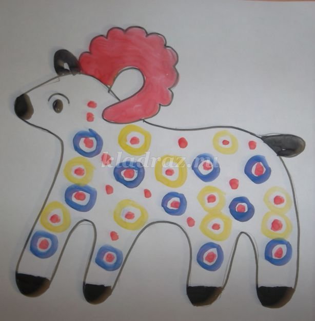 Дымковский козлик рисование