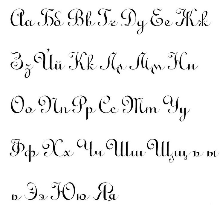 Каллиграфические буквы русского алфавита