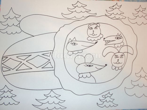 Сказка рукавичка раскраска