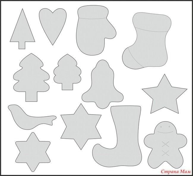 Новогодние игрушки из фетра выкройки