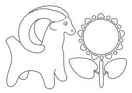 Козлик Дымковская игрушка контур