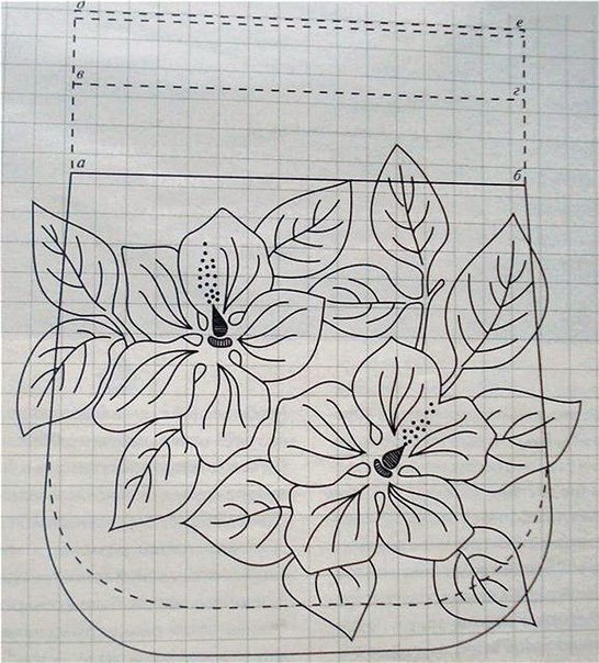 Аппликация цветов из ткани