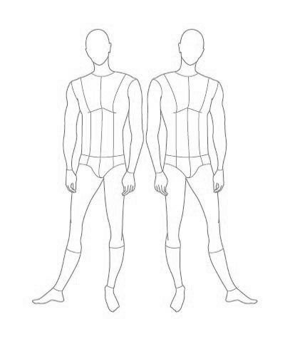 Мужская фигура для эскизов одежды вид спереди и сзади