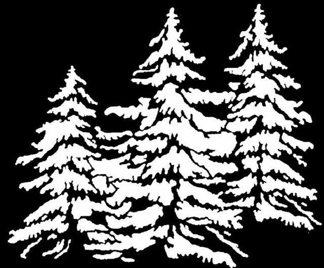 Трафареты на окна лес