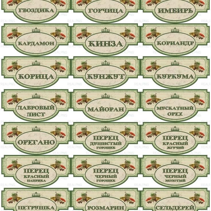 Надписи для баночек со специями