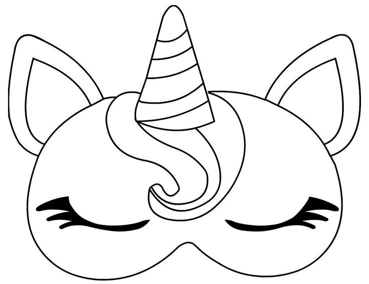 Маска единорога раскраска