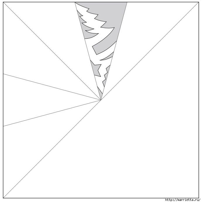 Снежинка елочка трафарет