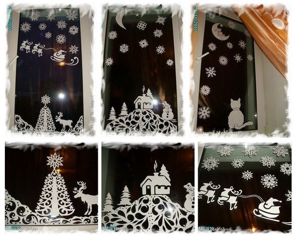 Узоры на зеркало новый год