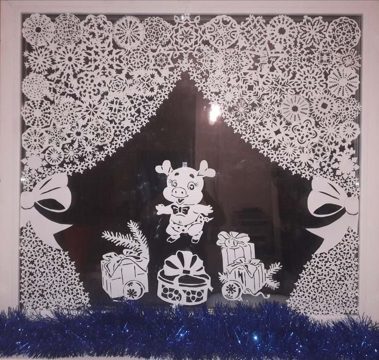 Шторки из снежинок на новый год