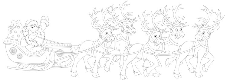 Олени на санях раскраска