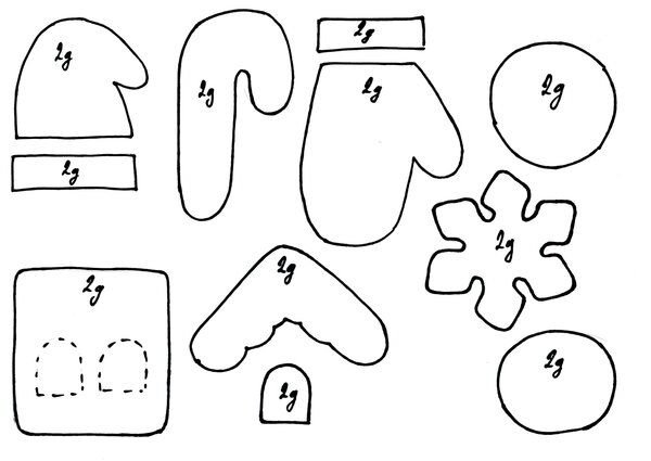 Новогодние игрушки из фетра шаблоны