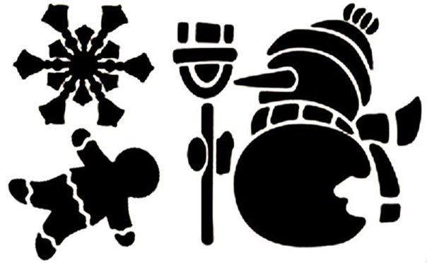 Новогодние трафареты на окна для искусственного снега